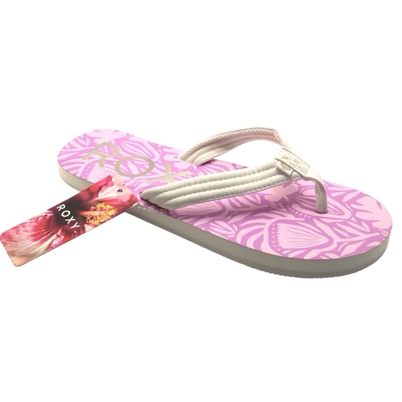 Roxy Womens White Faux Leather Thong Flip Flop Choose Size - Picture 5 of 9